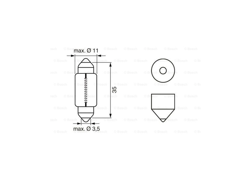 BOSCH Izzó, rendszámtábla világítás C5W, SV8,5-8, 12V, 5W